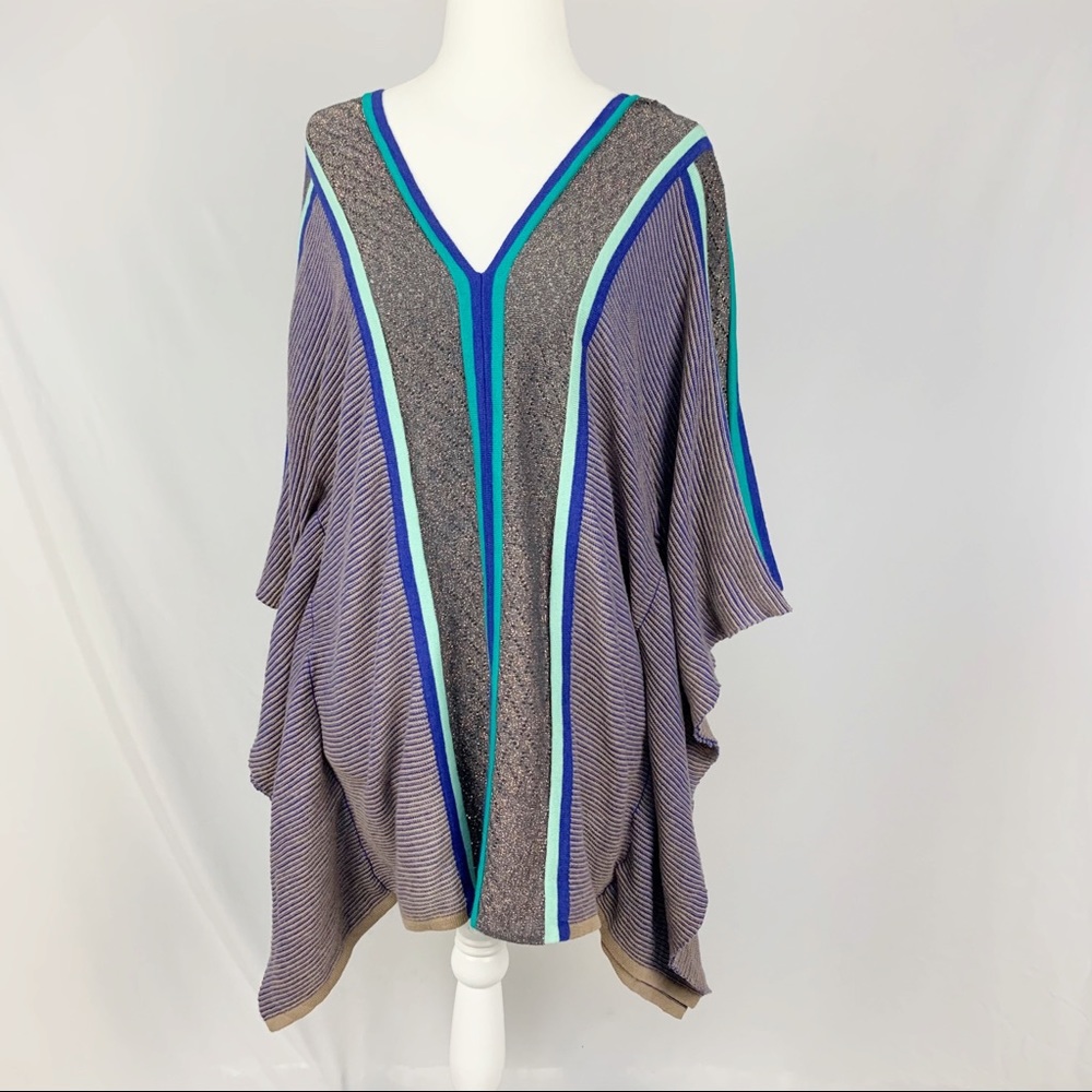 Coldwater Creek NWT Mixed Multicolor Media‎ Cotton Blend Metallic Pancho M/L